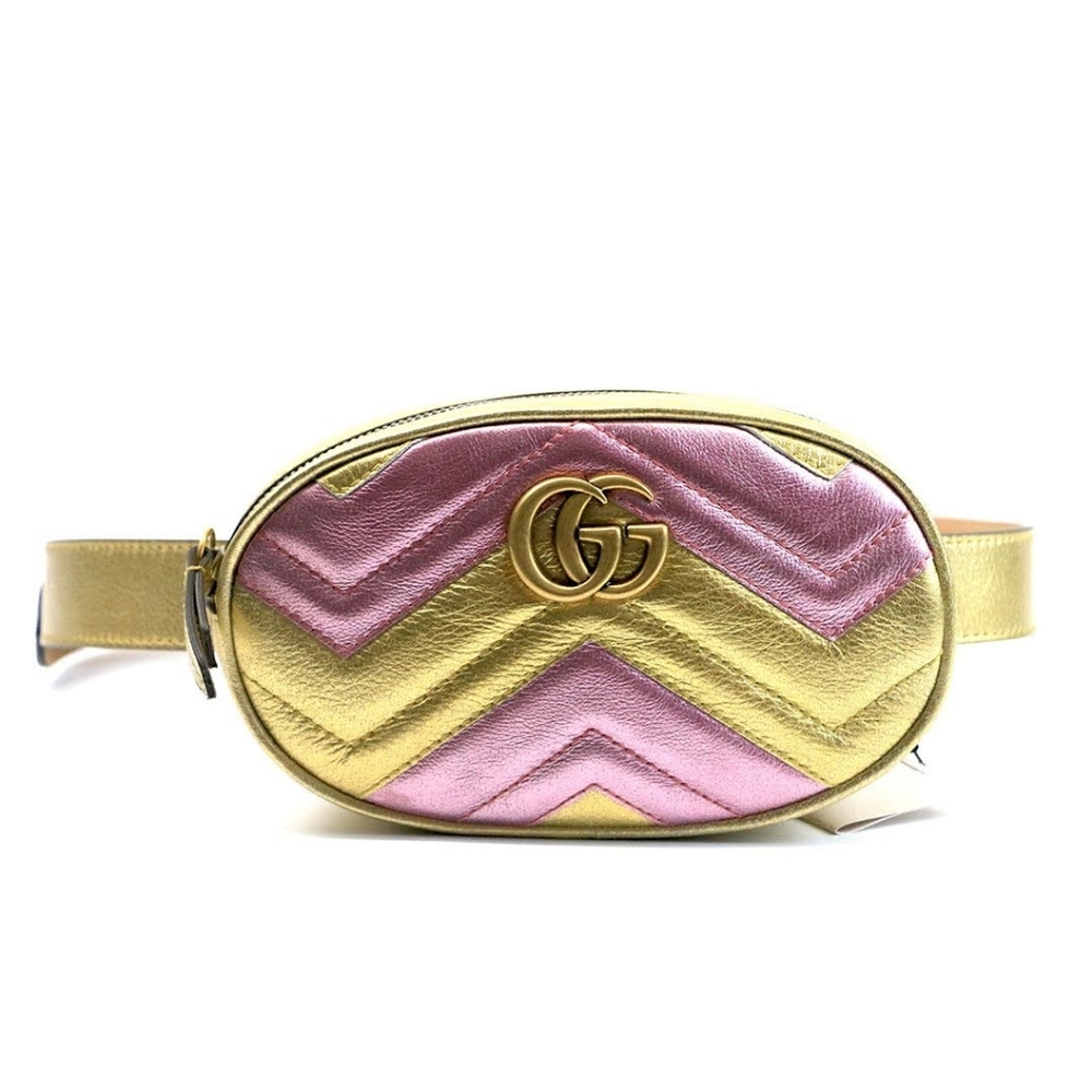 Gucci Metallic Gold & Pink Matelass, Marmont Belt Bag